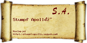 Stumpf Apolló névjegykártya